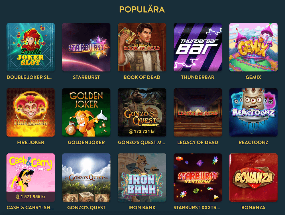 Populära spel hos no account casino